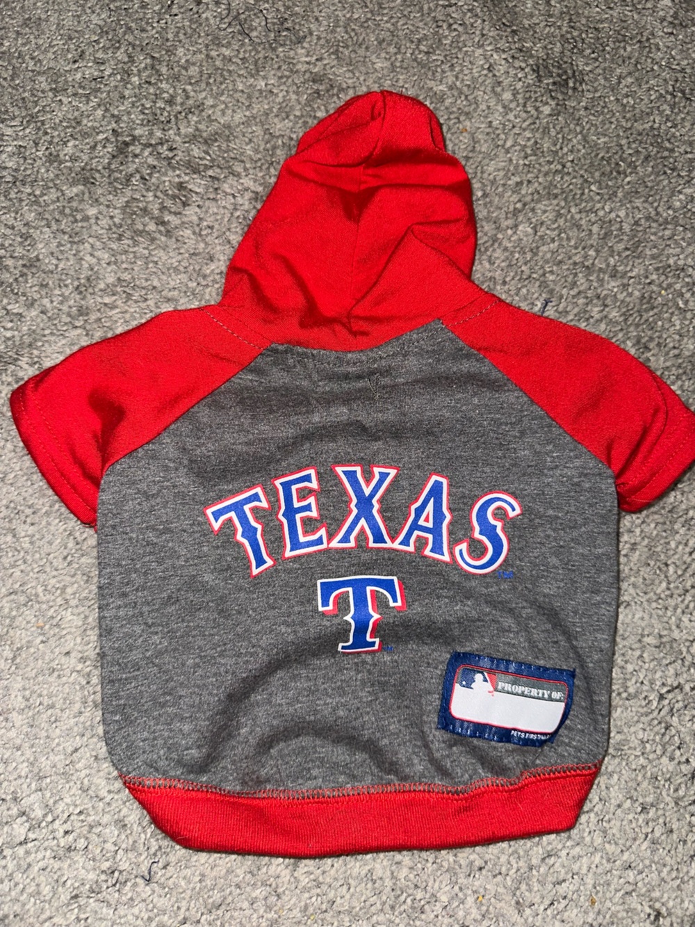 Texas Rangers Pet Hoodie - Gray and Red